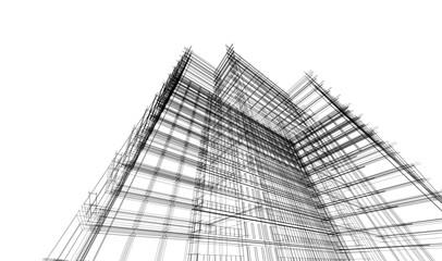 Modern building architectural 3d illustration