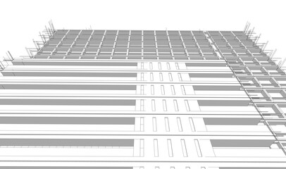 Modern building architectural 3d illustration