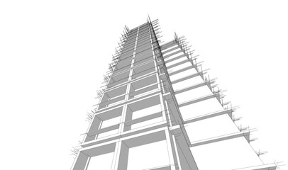 Modern building architectural 3d illustration