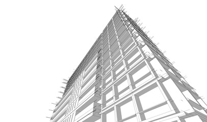 Modern building architectural 3d illustration