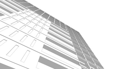 Modern building architectural 3d illustration