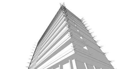 Modern building architectural 3d illustration