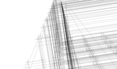 Modern building architectural 3d illustration