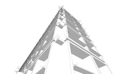 Modern building architectural 3d illustration