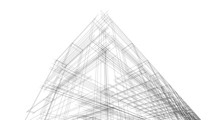 Modern building architectural 3d illustration