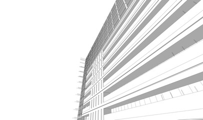 Modern building architectural 3d illustration