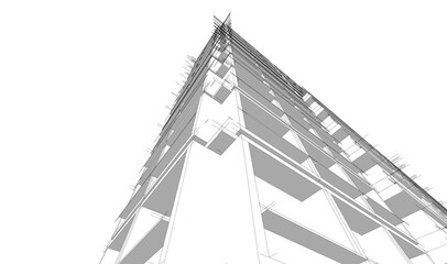 Modern building architectural 3d illustration