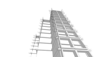 Modern building architectural 3d illustration