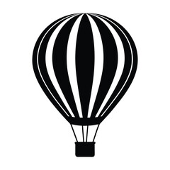 Obraz premium Vector icon of hot air balloon, Silhouette and flat design style isolated on white background. 