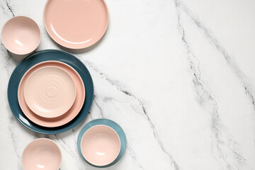 Different clean plates on white background