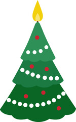 Vector Illustration of Christmas tree shaped candle.
Holiday home decoration clipart  isolated.
Transparent background.