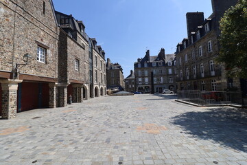 La place de la rue du beffroi, ville de Fougères, département d'Ille et Vilaine, Bretagne, France

