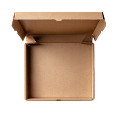 Empty Brown Cardboard Box with Open Flap for Packing or Shipping