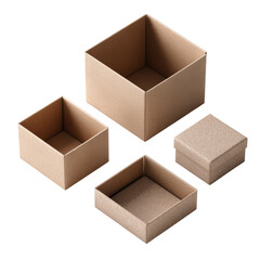 Four Stylish Brown Kraft Boxes for Gift and Package Presentation