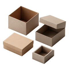 Assorted Square Gift Boxes in Brown Cardboard with Open Tops