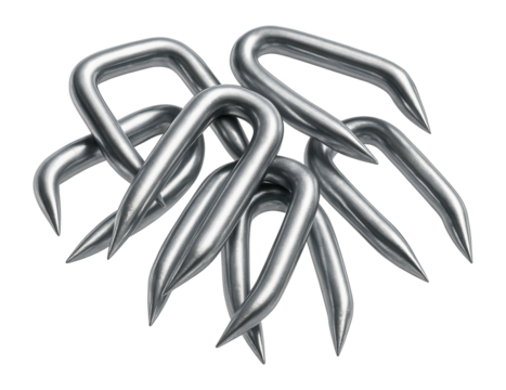 Medium gauge staples for securing fencing wire on farms.