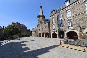 La place de la rue du beffroi, ville de Fougères, département d'Ille et Vilaine, Bretagne, France

