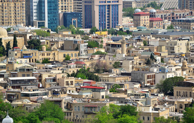 Fototapeta premium A Panorama view of Baku seen from the Upland Park in Baku, the capital of Azerbaijan