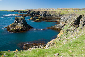 Basalt formations at the coastline between Arnarstapi and Hellnar in Iceland