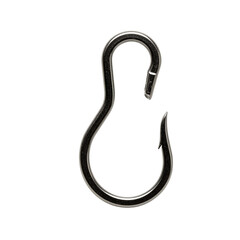 Metal hook for securing items in various applications or fishing hook, isolated on transparent background. Hobby tools and accessories