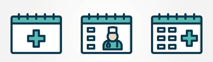 Medical appointment schedule illustrations. Health care isolated vector color images