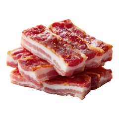 Fresh Raw Pork Belly Slices Stacked on White Background