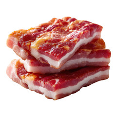 Fresh Raw Pork Belly Slices Stacked on White Background