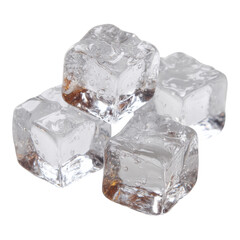 Clear Ice Cubes with Bubbles in Glassy and Transparent Background