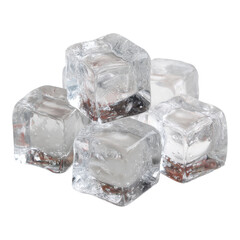 Clear Ice Cubes Piled on a White Background for Beverage Use