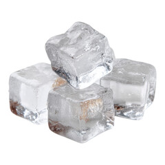 Ice Cubes on a White Background with Reflection and Transparency