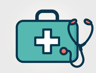 Medical case and stethoscope illustration. Healthcare and medical symbol. Isolated vector color image
