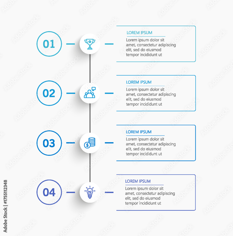 Wall mural infographic template with 4 options or steps. can be used for workflow layout, diagram, annual repor
