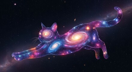 Fototapeta premium Galactic Cat: Cosmic Feline, Space Art