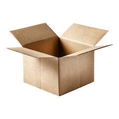 Empty cardboard box with open flaps on a white background