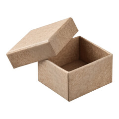 Open Brown Craft Box with Lid on Isolated White Background