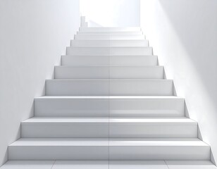 Obraz premium Ascending White Staircase - A Minimalist Architectural Design.