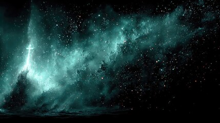 Cosmic Waves With Light Beams Shining Through Dark Space Generative AI