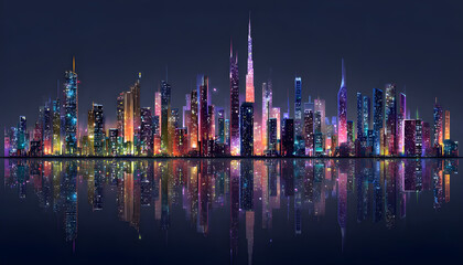 Obraz premium City shape sparkle light glitter architecture metropolis cityscape.