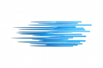 Blue horizontal luminous speed lines creating an abstract light effect, representing energy, motion, and technology. Transparent background