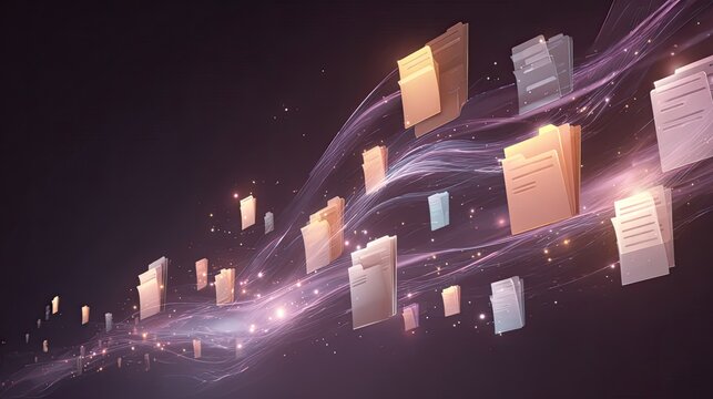 Dynamic Flow of Digital Files in a Futuristic Scene Generative AI