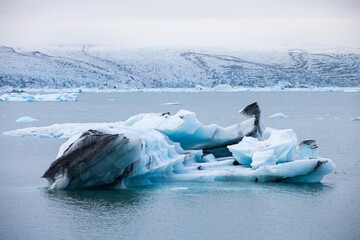Ice floes on glacier lagoon Jokulsarlon in Iceland