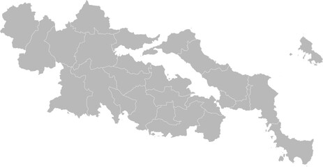 Central Greece, Greece – administrative vector map with municipality boundaries (Web Mercator projection, PPT-compatible & fully editable)