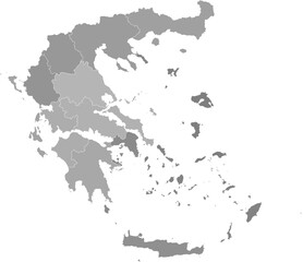 Greece administrative vector map with region boundaries (Web Mercator projection, PPT-compatible & fully editable)