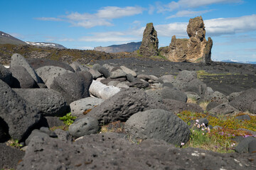 lava formation londrangar on snaefellsnes peninsula in iceland