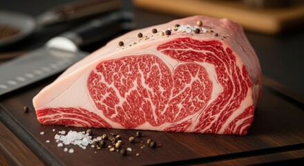 raw meat on wooden board