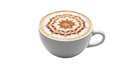 cappuccino coffee in a mug isolated on transparent background
