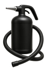 Portable air canister with flexible hose for precise cleaning in woodworking spaces.
