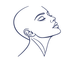 Elegant Woman Silhouette Line Art Minimalist Feminine Design Sensual Profile Depiction Artistic Vector Illustration for Fashion Beauty and Wellness Projects