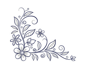 Elegant floral corner design with delicate flowers leaves and swirls for wedding invitations and greeting cards creating a vintage inspired aesthetic