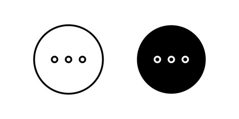 Option menu icons, More options menu icon set in black and white circles, Vector illustration.